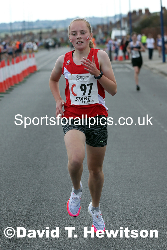 Girls under-15s 2021 Northern 6 and 4 Stage and Young Athletes Road Relays, Redcar. Photo: David T. Hewitson/Sports for All Pics